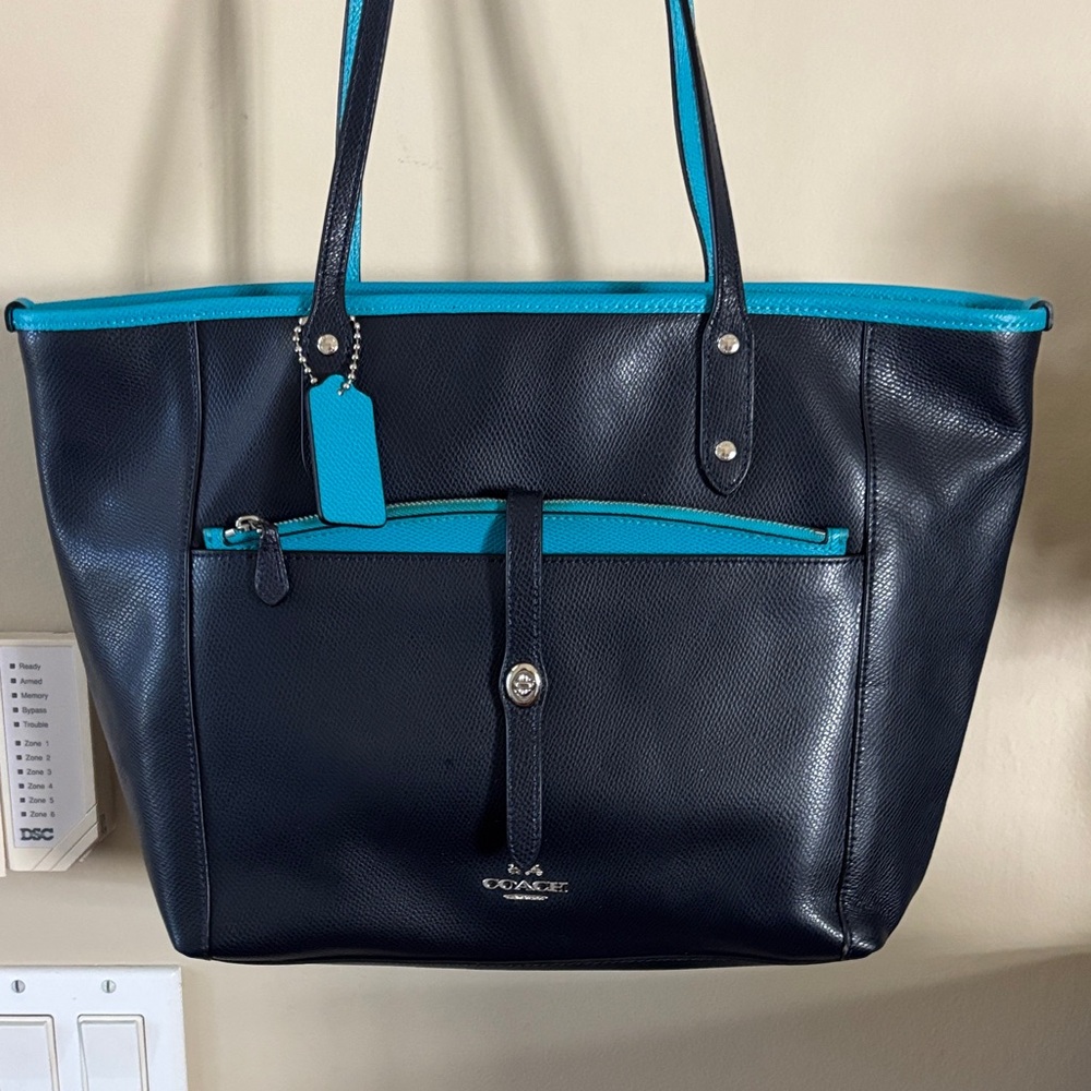 Coach Navy and Teal Women's City Tote Bag
